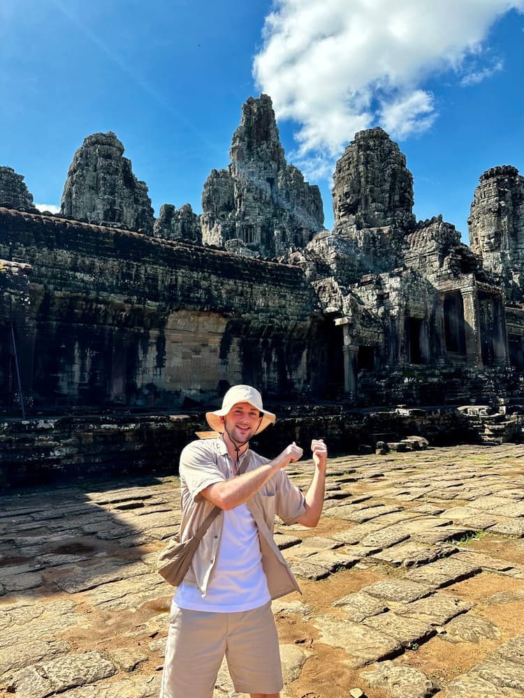Baptiste, founder of Ninkio, at Angkor Wat in Cambodia